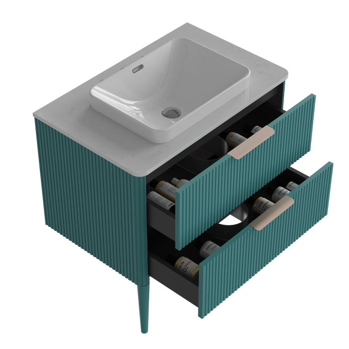 Elena 30 Modern Bathroom Vanity with Sink, Blue Luxury Bathroom Vanity with Ample Storage, 2 Soft Close Drawers, 2 in 1 Floating or Freestanding Design, Pre-Assembled Default -DTYStore