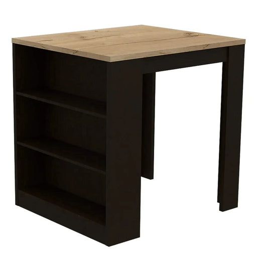 Elkins 3-Drawer Kitchen Island Black Wengue and Pine Default -DTYStore