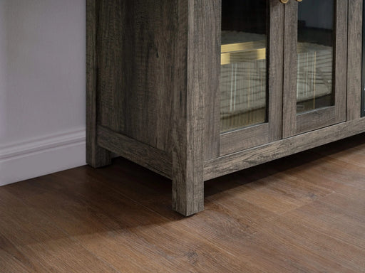 Ellington 70'W Gray Walnut Finish Fireplace TV Stand Console with Heater, LED Light, Cabinets, Shelves Default -DTYStore