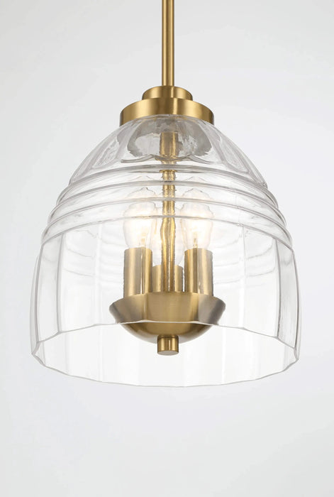 Ember Three Candle Lights Chain Pendant With Clear Glass - Satin Brass Default -DTYStore