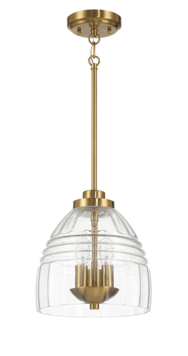 Ember Three Candle Lights Chain Pendant With Clear Glass - Satin Brass Default -DTYStore