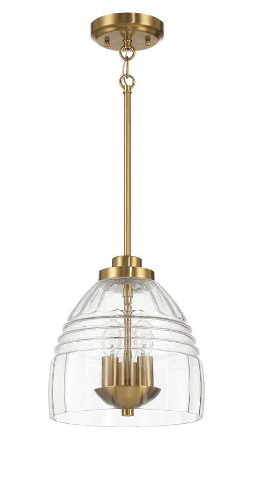 Ember Three Candle Lights Chain Pendant With Clear Glass - Satin Brass Default -DTYStore