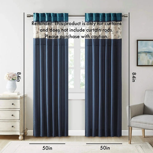 Embroidered Curtain Panel(Only 1 Pc Panel) Default -DTYStore