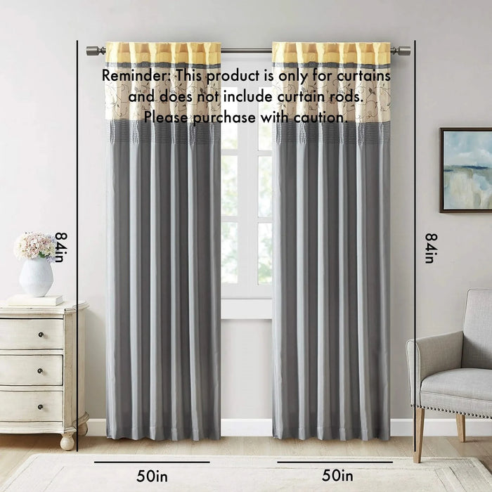 Embroidered Curtain Panel Default -DTYStore