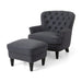 Enchanté Living Room Set with Tufted Back Club Chair and Ottoman, Grey Default -DTYStore