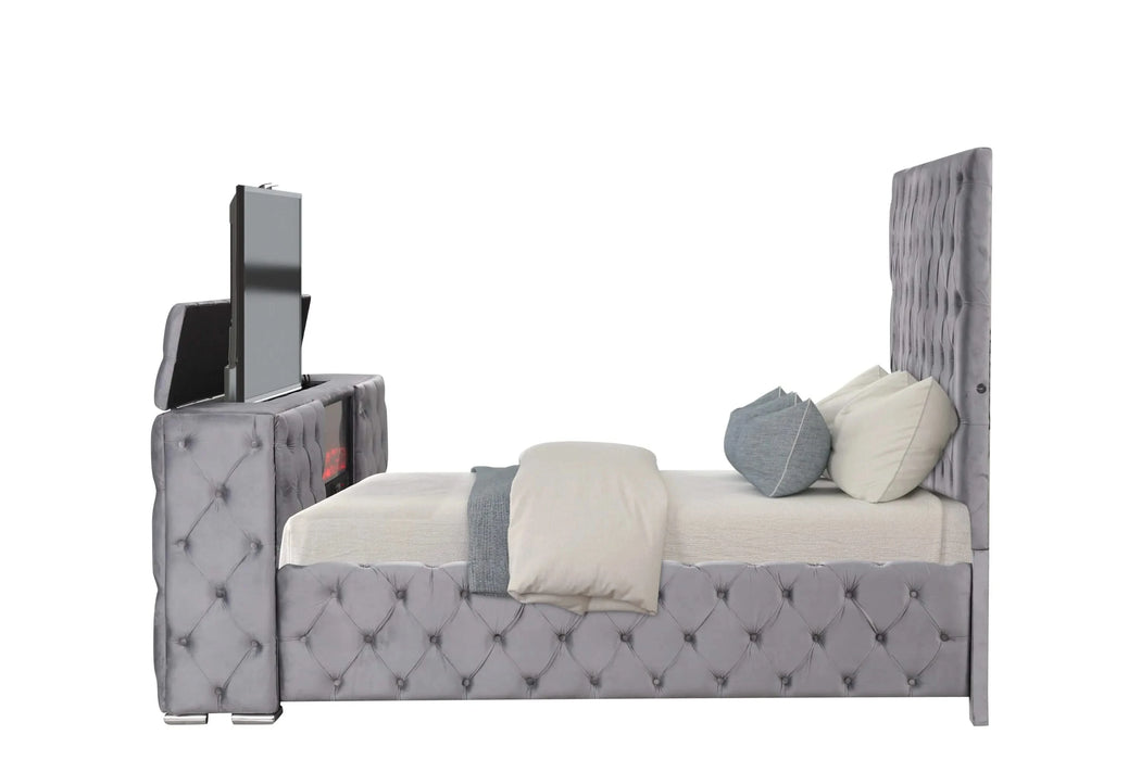 Encore Modern Style Tufted and Upholstered King 4PC Bedroom set made with wood in Gray(CA INVENTORY) Default -DTYStore