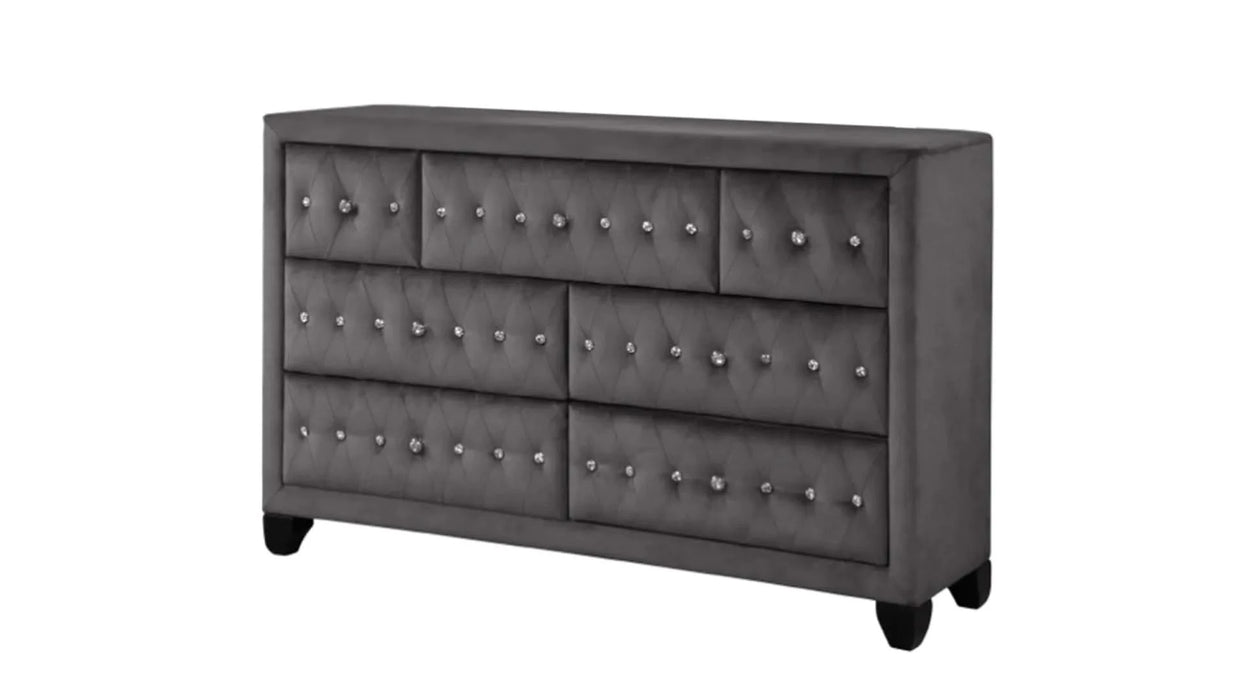 Encore Modern Style Tufted and Upholstered King 4PC Bedroom set made with wood in Gray(CA INVENTORY) Default -DTYStore