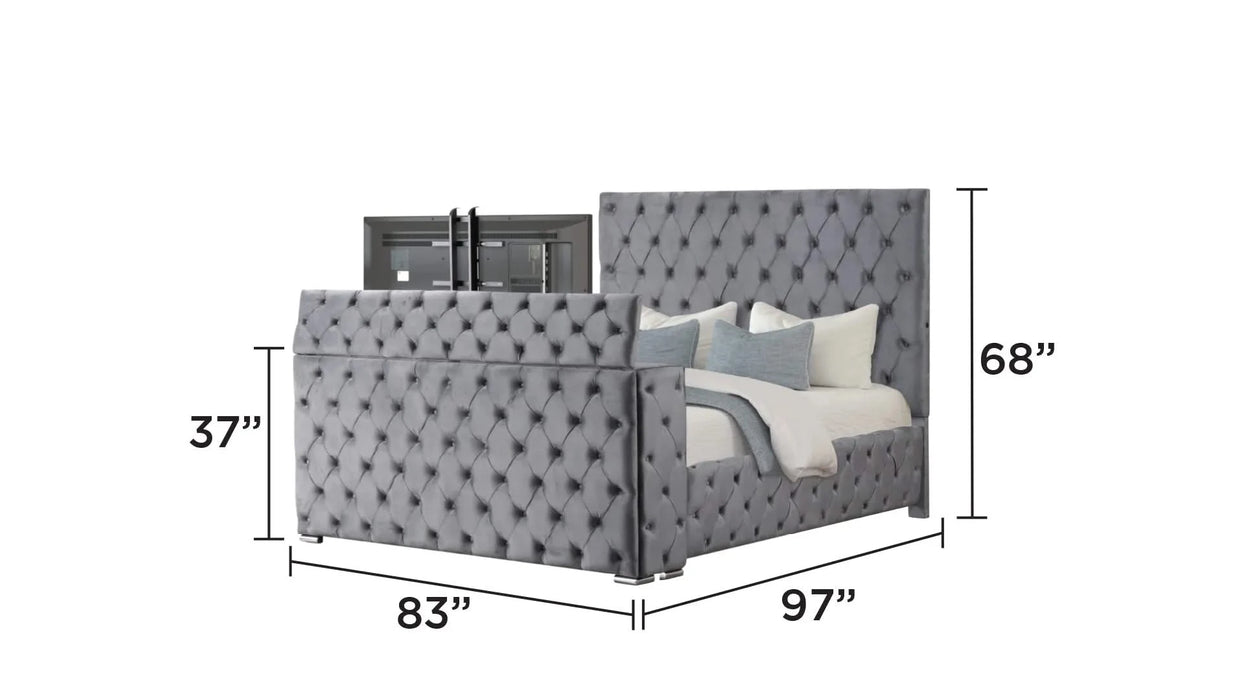 Encore Modern Style Tufted and Upholstered King 5PC Bedroom set made with wood in Gray(CA INVENTORY) Default -DTYStore
