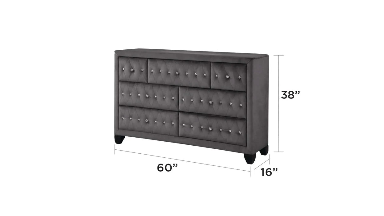 Encore Modern Style Tufted and Upholstered King 5PC Bedroom set made with wood in Gray(CA INVENTORY) Default -DTYStore