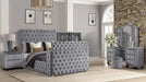 Encore Modern Style Tufted and Upholstered Queen 4PC Vanity Bedroom set made with wood in Gray(CA INVENTORY) Default -DTYStore