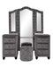 Encore Modern Style Tufted and Upholstered Queen 4PC Vanity Bedroom set made with wood in Gray(CA INVENTORY) Default -DTYStore