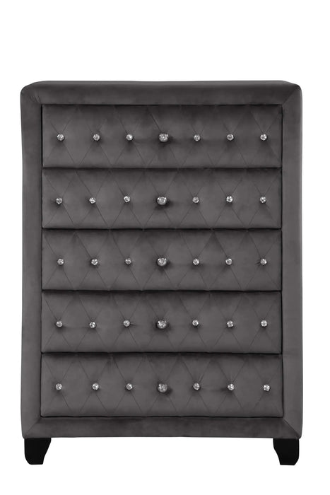 Encore Modern Style Tufted and Upholstered Queen 5PC Bedroom set made with wood in Gray(CA INVENTORY) Default -DTYStore