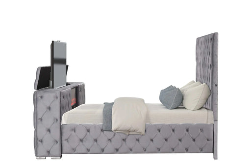 Encore Modern Style Tufted and Upholstered Queen 5PC Vanity Bedroom set made with wood in Gray(CA INVENTORY) Default -DTYStore
