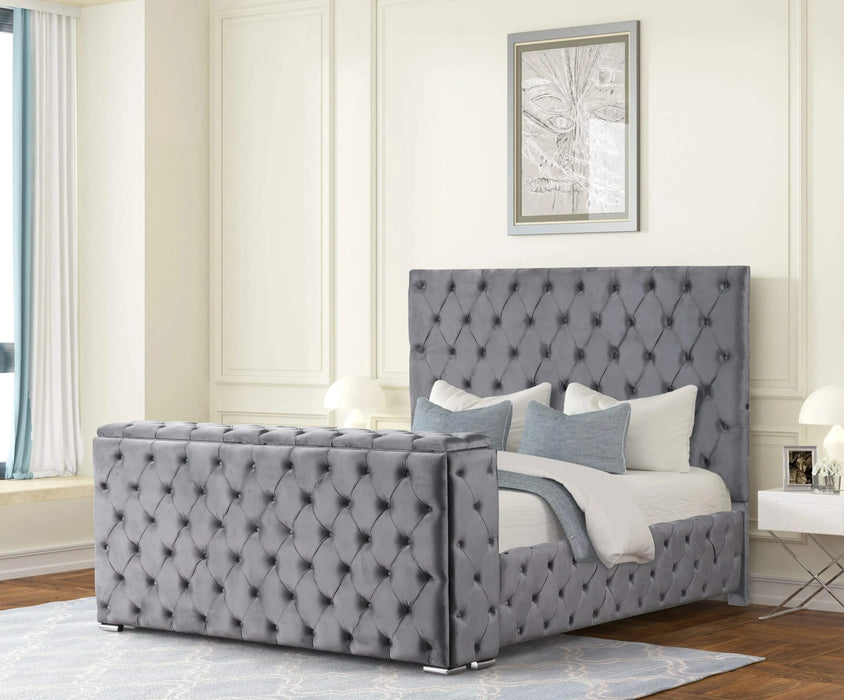 Encore Modern Style Tufted and Upholstered Queen 5PC Vanity Bedroom set made with wood in Gray(CA INVENTORY) Default -DTYStore