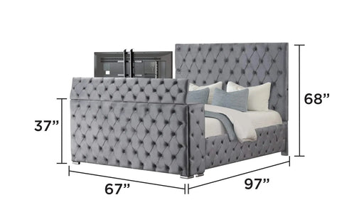 Encore Modern Style Tufted and Upholstered Queen 5PC Vanity Bedroom set made with wood in Gray(CA INVENTORY) Default -DTYStore