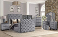 Encore Modern Style Tufted and Upholstered Queen 5PC Vanity Bedroom set made with wood in Gray(CA INVENTORY) Default -DTYStore