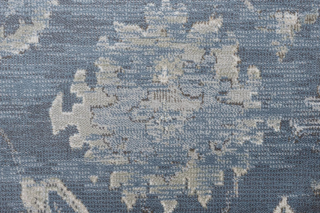 Eno Elmina Blue, Ivory and Beige Viscose Area Rug Default -DTYStore