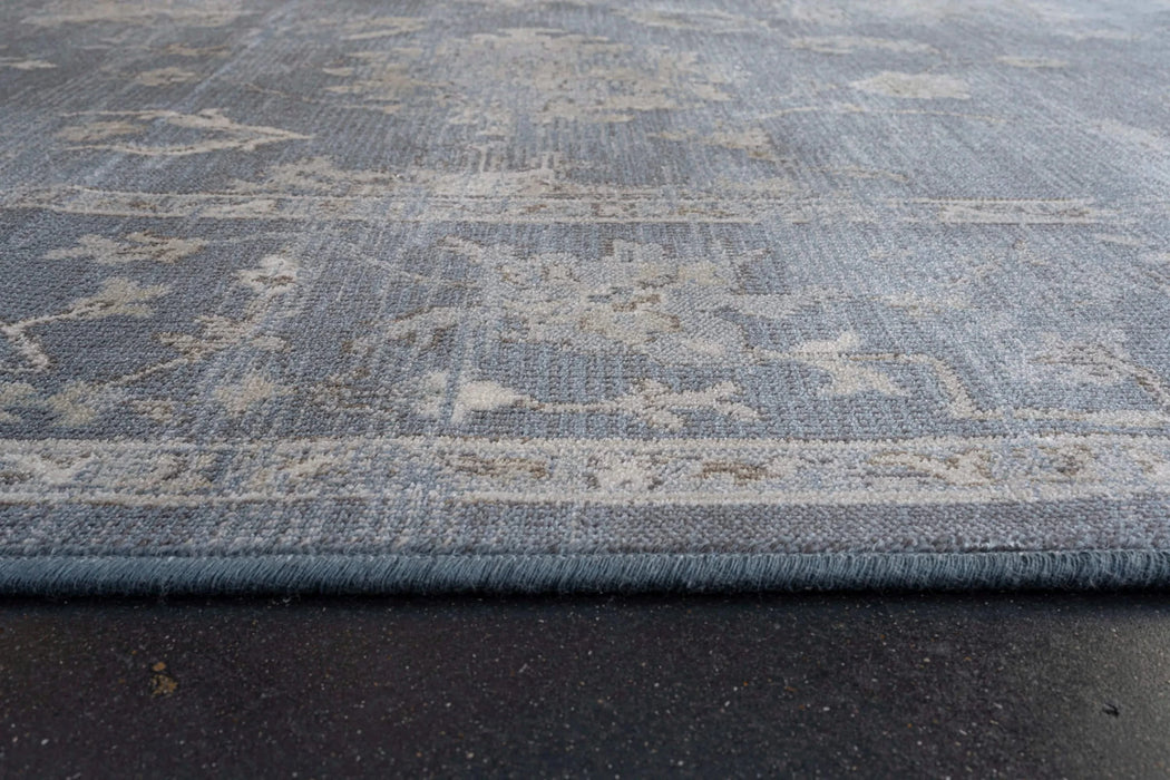 Eno Elmina Blue, Ivory and Beige Viscose Area Rug Default -DTYStore