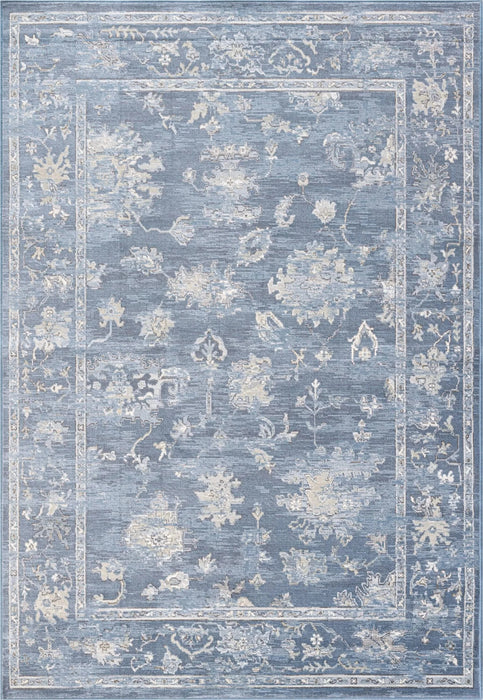 Eno Elmina Blue, Ivory and Beige Viscose Area Rug Default -DTYStore