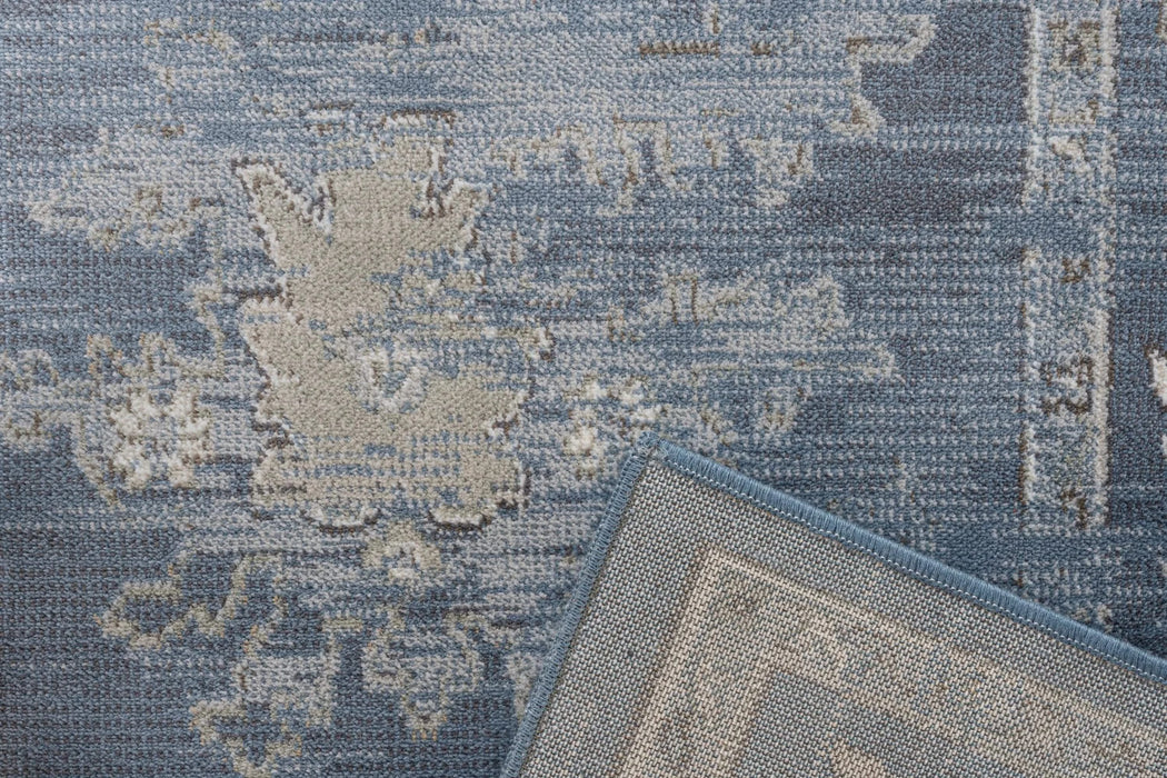 Eno Elmina Blue, Ivory and Beige Viscose Area Rug Default -DTYStore