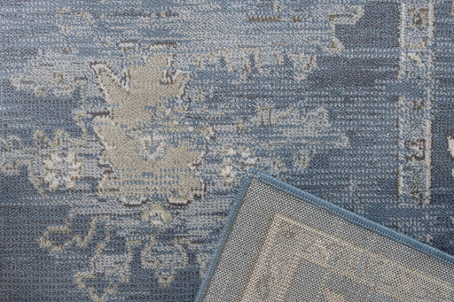 Eno Elmina Blue, Ivory and Beige Viscose Area Rug Default -DTYStore