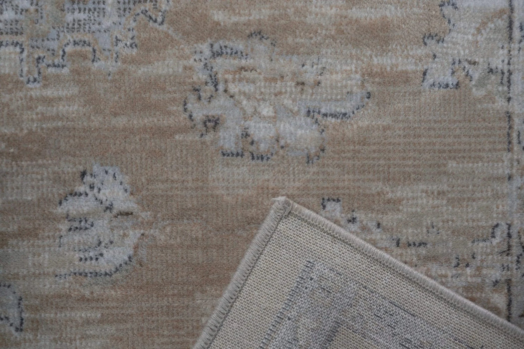 Eno Elmina Brown, Ivory, Taupe and White Viscose Area Rug Default -DTYStore