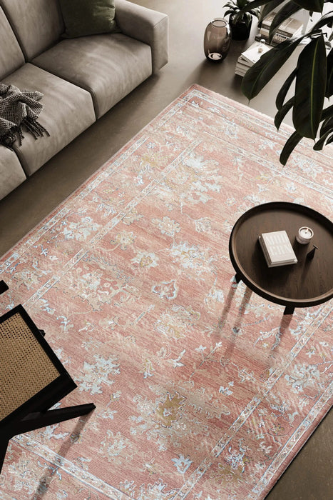 Eno Elmina Rust, Beige, Ivory, and Green Viscose Area Rug Default -DTYStore