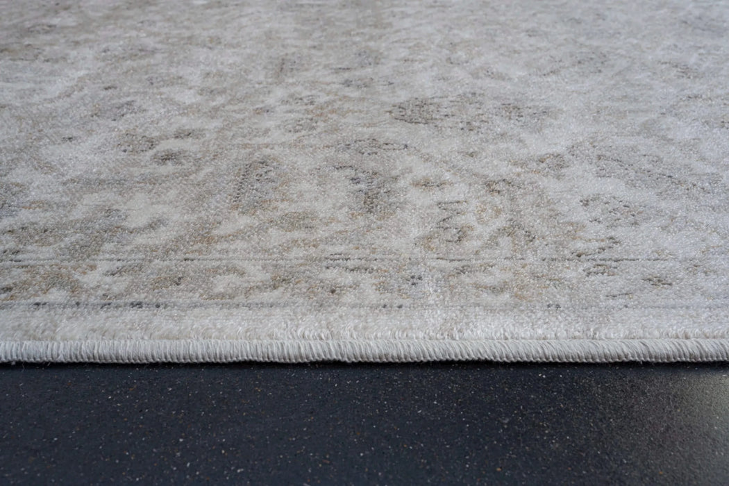 Eno Lyra Ivory, Gray, and Beige Viscose Area Rug Default -DTYStore