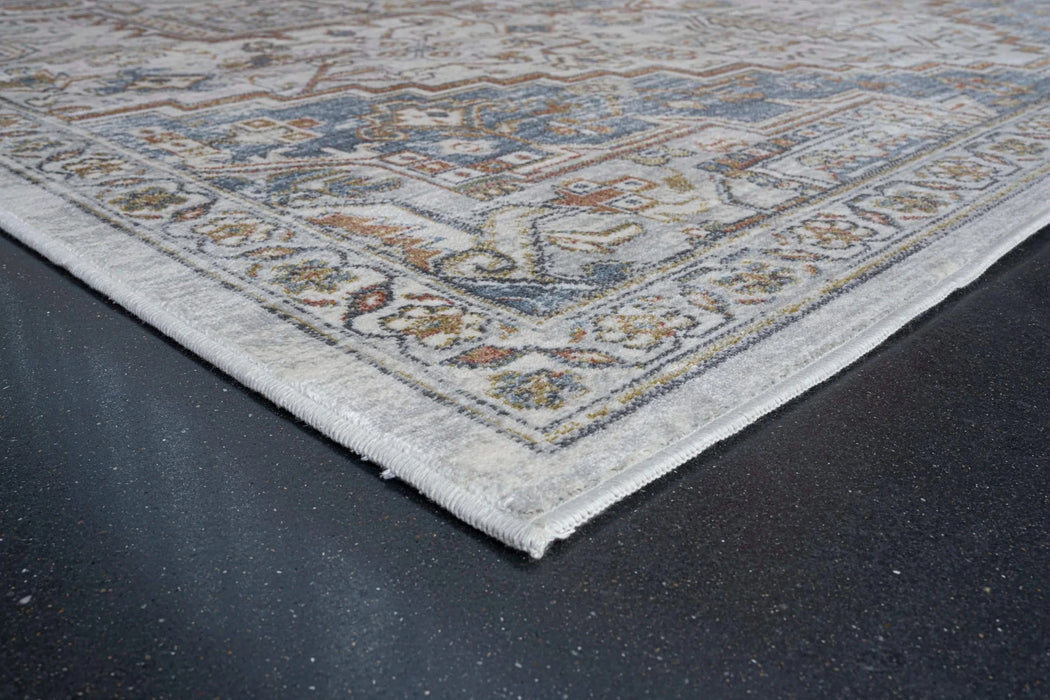 Eno Medora Blue, Ivory and Beige Viscose Area Rug Default -DTYStore