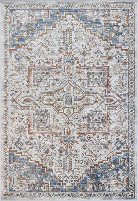 Eno Medora Blue, Ivory and Beige Viscose Area Rug Default -DTYStore