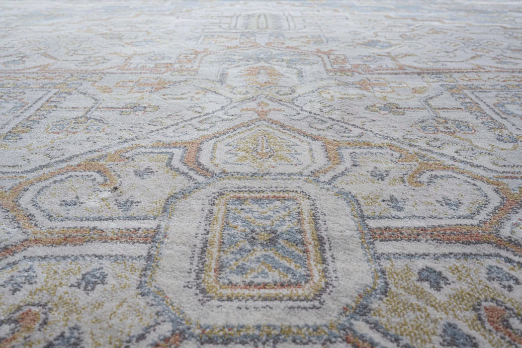 Eno Medora Blue, Ivory and Beige Viscose Area Rug Default -DTYStore