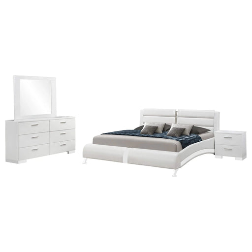 Escalon Glossy White 4-piece Queen Bedroom Set Default -DTYStore