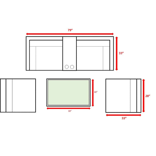 Espresso HDPE Wicker Outdoor Seating Set with Cushions, Rustproof Aluminum Frame, 4-Person Capacity Default -DTYStore