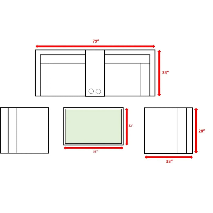 Espresso HDPE Wicker Outdoor Seating Set with Cushions, Rustproof Aluminum Frame, 4-Person Capacity Default -DTYStore