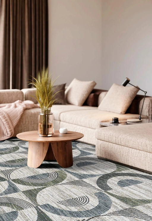 Essentials Archer Green, Blue, Charcoal, Ivory and Gray Polyester Area Rug Default -DTYStore