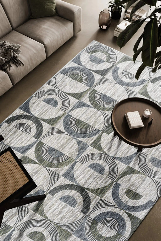 Essentials Archer Green, Blue, Charcoal, Ivory and Gray Polyester Area Rug Default -DTYStore