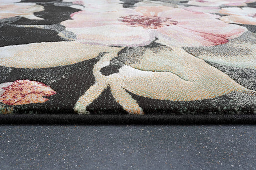 Essentials Eleanor Black, Blush, Pink, Rose, Peach and Green Polyester Area Rug Default -DTYStore