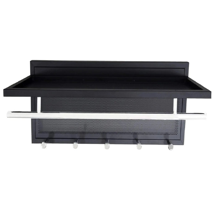 Esyspot Metal Powder Coating Hook Wall Mounted with Shelf Black Chrome Finish 29.53 x 10.34 x 11.81 inches Default -DTYStore