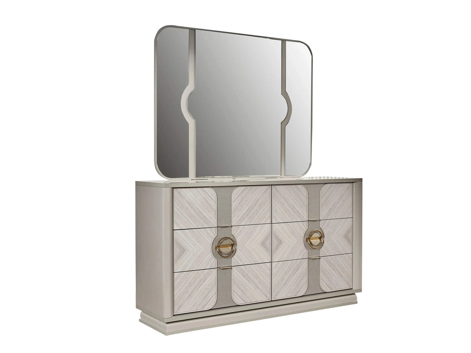 Eternity Traditional Style 5 Pc Queen Bedroom Set Made with Wood and Gold Accents in Beige Default -DTYStore