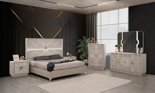 Eternity Traditional Style 5 Pc Queen Bedroom Set Made with Wood and Gold Accents in Beige Default -DTYStore