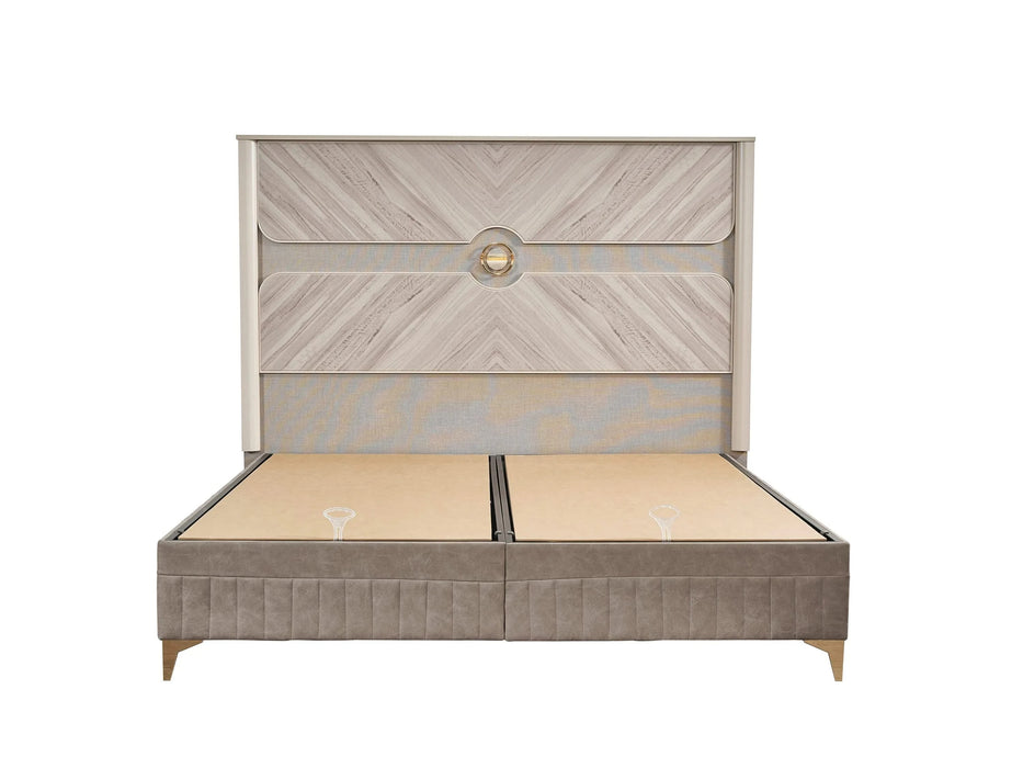 Eternity Traditional Style 5 Pc Queen Bedroom Set Made with Wood and Gold Accents in Beige Default -DTYStore