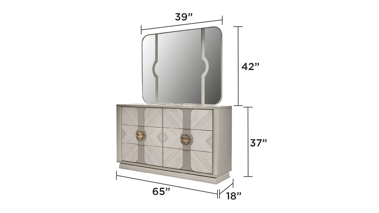 Eternity Traditional Style 5 Pc Queen Bedroom Set Made with Wood and Gold Accents in Beige Default -DTYStore