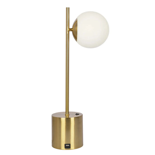 Ethereal Modern Small Brass Metal Table Lamp with White Glass Globe Shade, Elegant Desk Lamp Fixture 22'H x 9.3'W x 5.8'D for Living Room, Desk Lamps for Office Reading Default -DTYStore