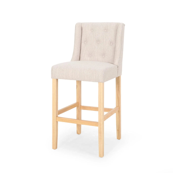 Ethereon Fabric Tufted Counter Stool, Set of 2, Beige Default -DTYStore