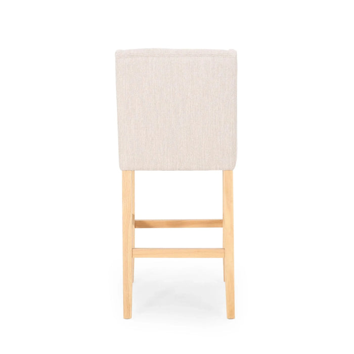 Ethereon Fabric Tufted Counter Stool, Set of 2, Beige Default -DTYStore