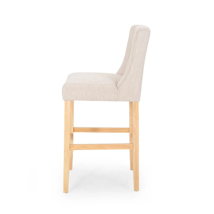 Ethereon Fabric Tufted Counter Stool, Set of 2, Beige Default -DTYStore