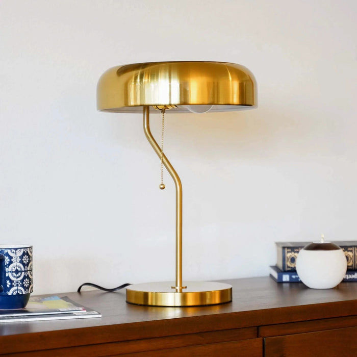 European Modern Bedside Nightstand Table Lamp with Gold Finish and White Inner Default -DTYStore