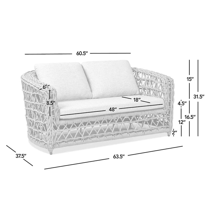 Everly 63.5' Woven Frame Barrel Deep Seating Patio Loveseat Sofa, Oat Beige Axroma Olefin Default -DTYStore