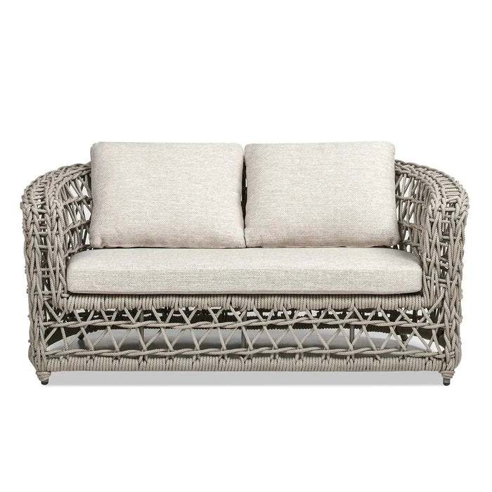 Everly 63.5' Woven Frame Barrel Deep Seating Patio Loveseat Sofa, Oat Beige Axroma Olefin Default -DTYStore