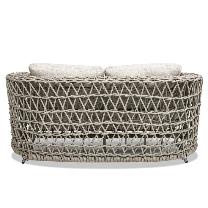 Everly 63.5' Woven Frame Barrel Deep Seating Patio Loveseat Sofa, Oat Beige Axroma Olefin Default -DTYStore